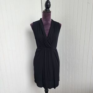 Maeve Anthropologie Dress Womens Black Sleeveless Tiered V-Neck Tie Back Sz S